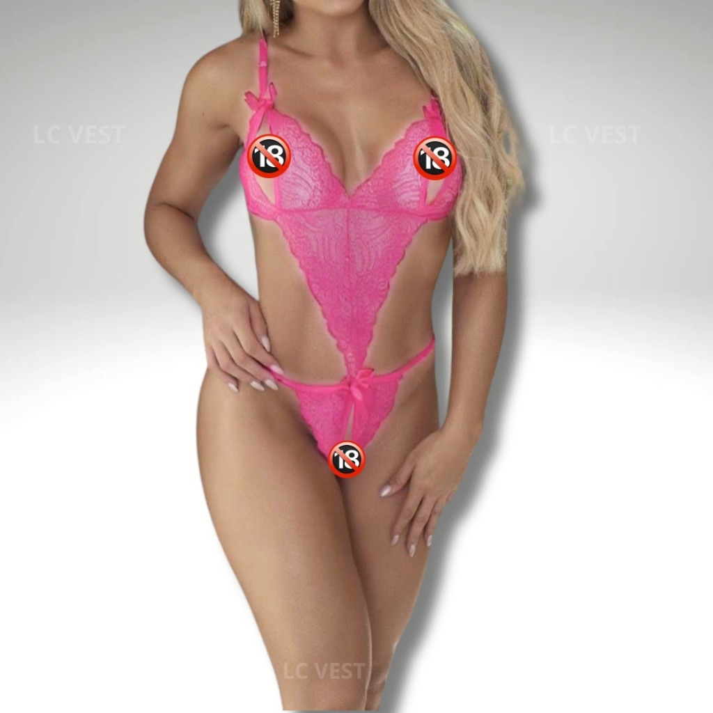 Body Sexy Feminino Renda Lingerie Sensual Abertura No Suti