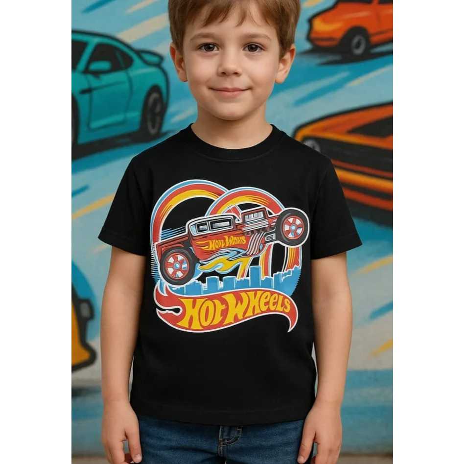 Camisa infantil masculina Hot Wheels 100 algodão Shopee Brasil