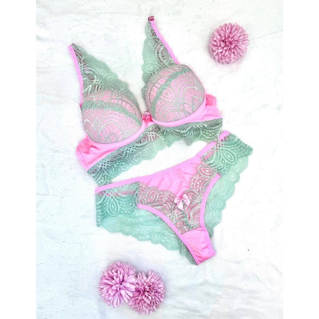 Conjunto Lingerie Feminina Renda Calcinha E Suti Sexy Confort Vel
