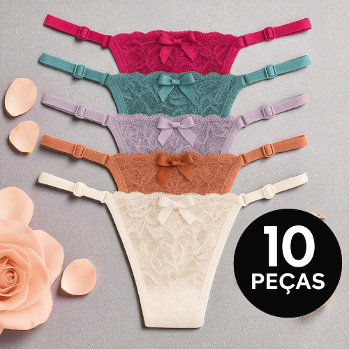 Kit Calcinhas De Renda Fio Dental Sexy Regulagem Lingerie