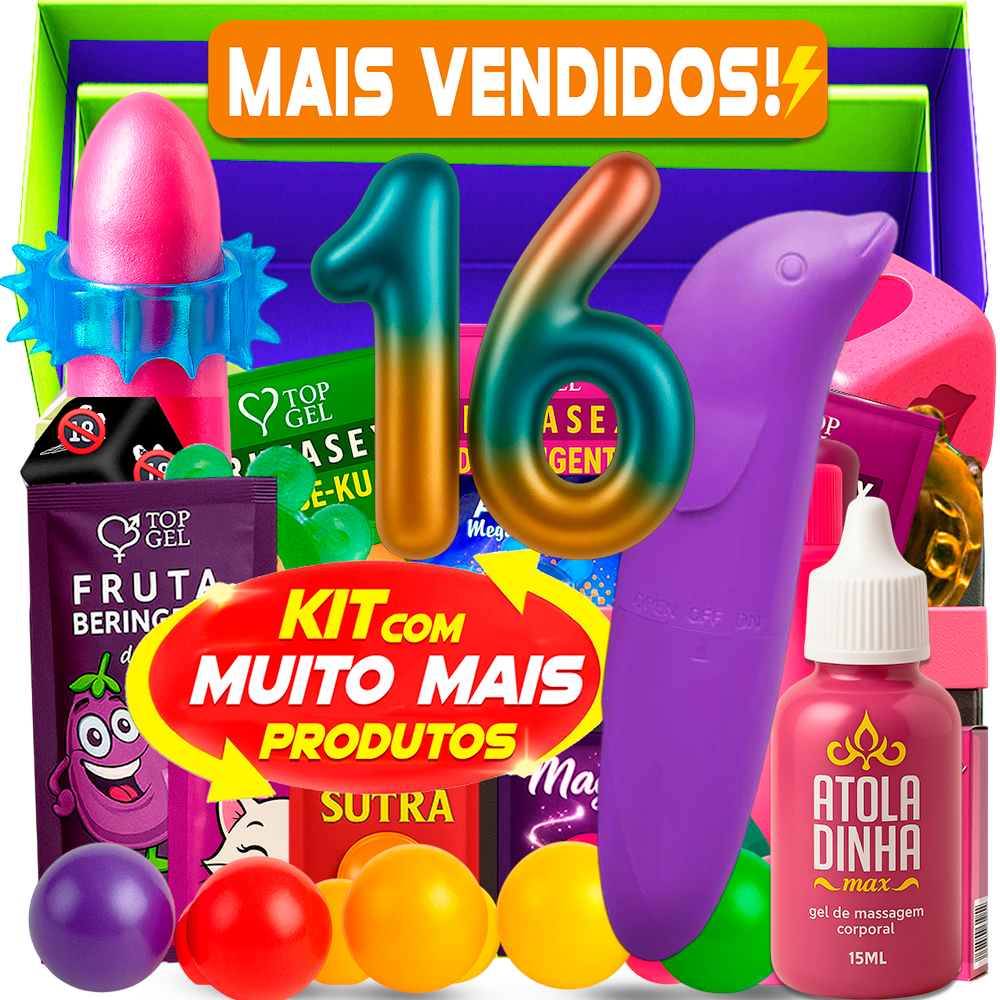 Kit Top Sex Shop 16 Produtos Eróticos C Golfinho Vibrador Sexy Shop