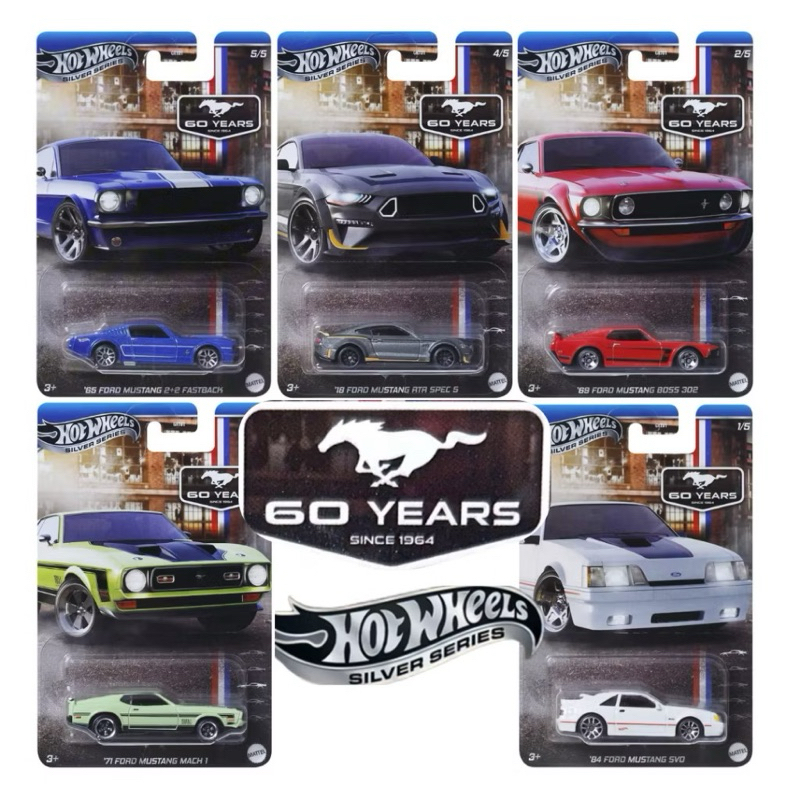 Carrinho Hot Wheels 60 Anos Ford Mustang Silver Séries 1 64