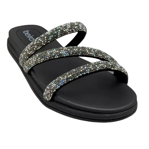 Chinelo Beira Rio Flats Stras Preto Ref 8488 108 Shopee Brasil