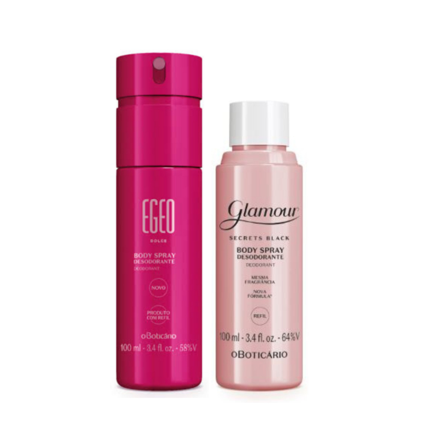 Kit Presente Body Spray Egeo E Glamour Spray Egeo Dolce Refil