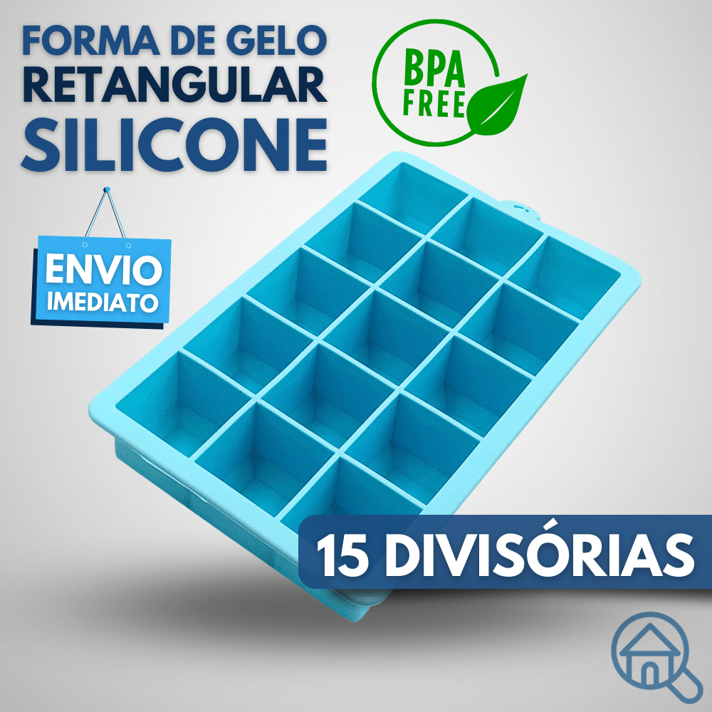 Forma de Gelo de Silicone 15 Divisórias Retangular Silicone Cubos Livre