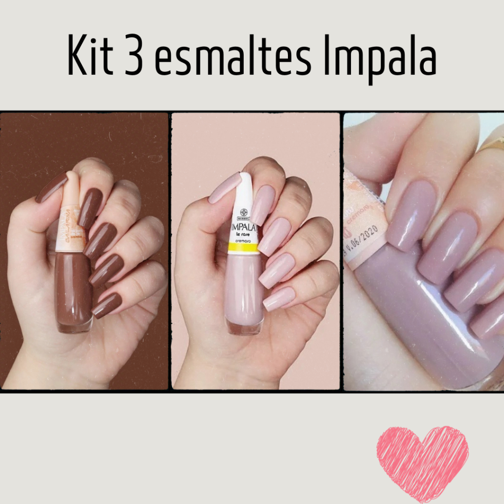 Kit 3 Esmaltes Cremosos Impala Nude Shopee Brasil