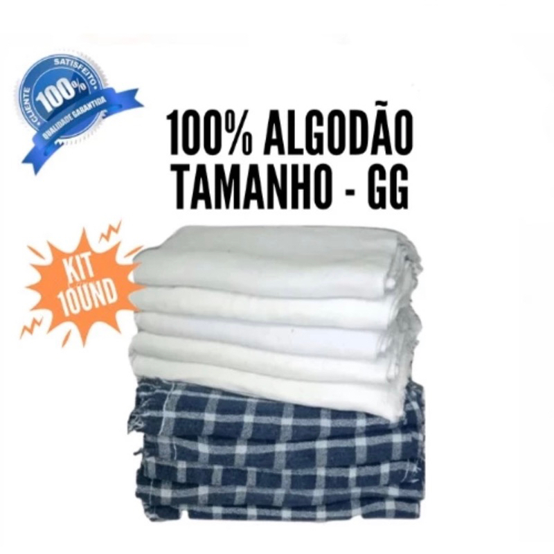 Kit 10 Pano De Chão Xadrez e Branco Saco Alvejado Duplo Grande Shopee