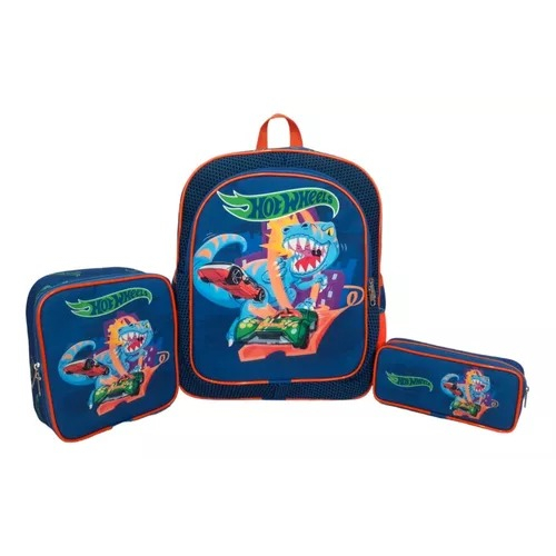 Kit Mochila Infantil Escolar Costas Hot Wheels Dinossauro G Shopee Brasil