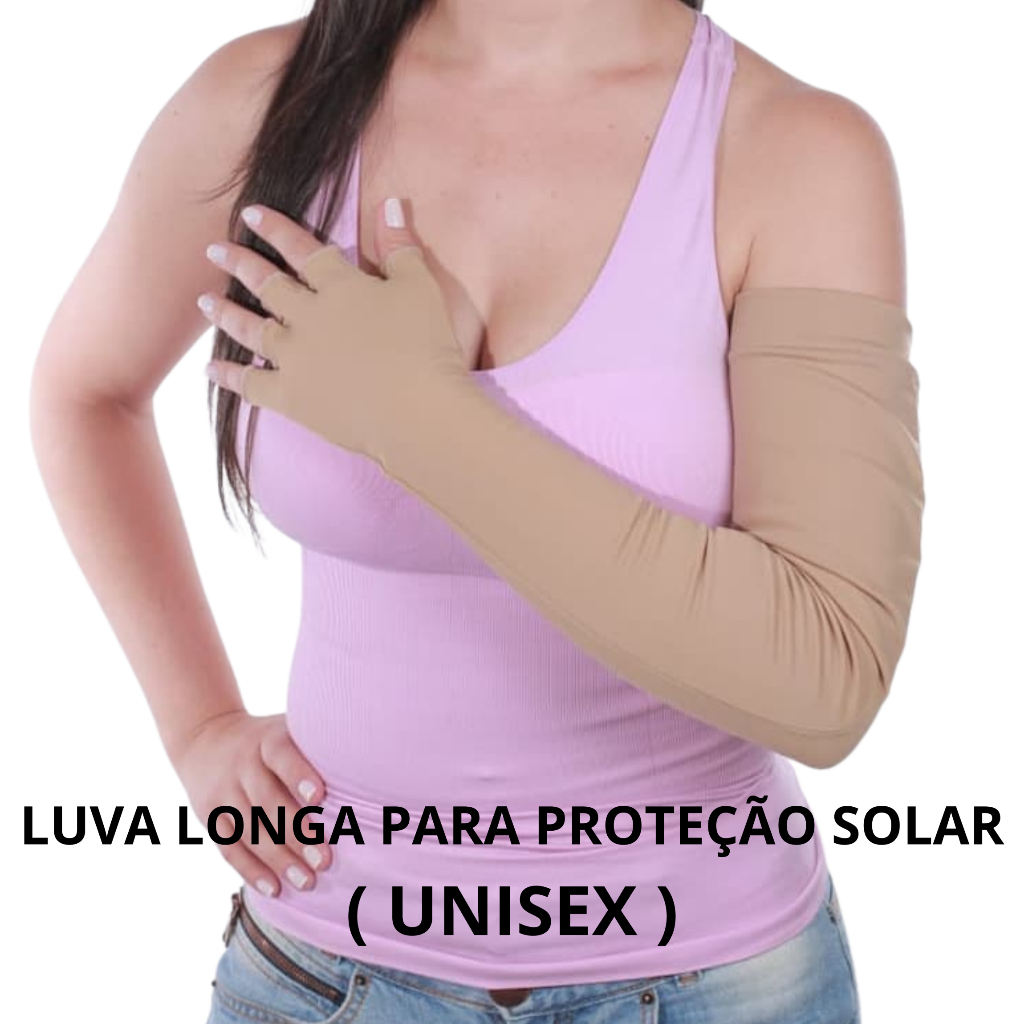 Luva para Proteção Solar Preventiva Longa Axilar Dedos Curtos Tam