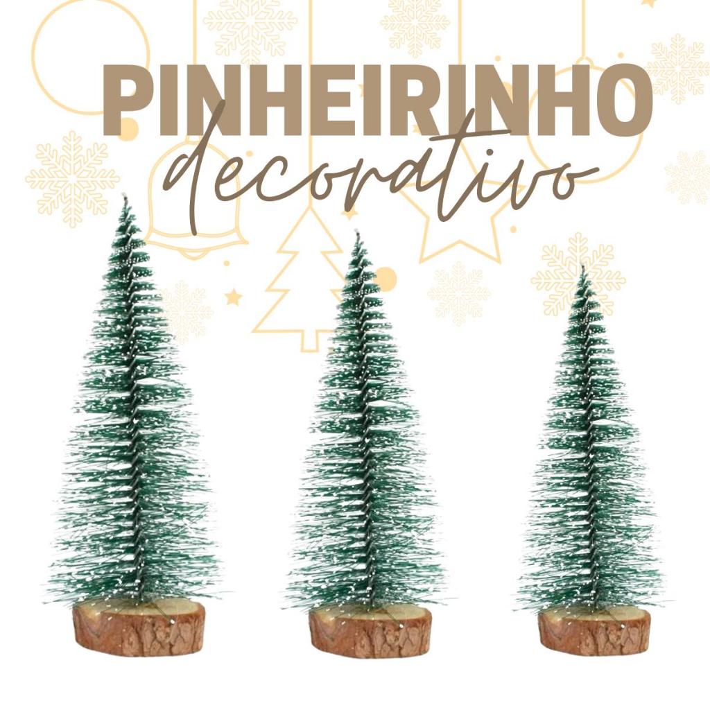 Kit 03 Mini Arvore Pinheiro Natal Nevada Lembrancinha Festa Natalina