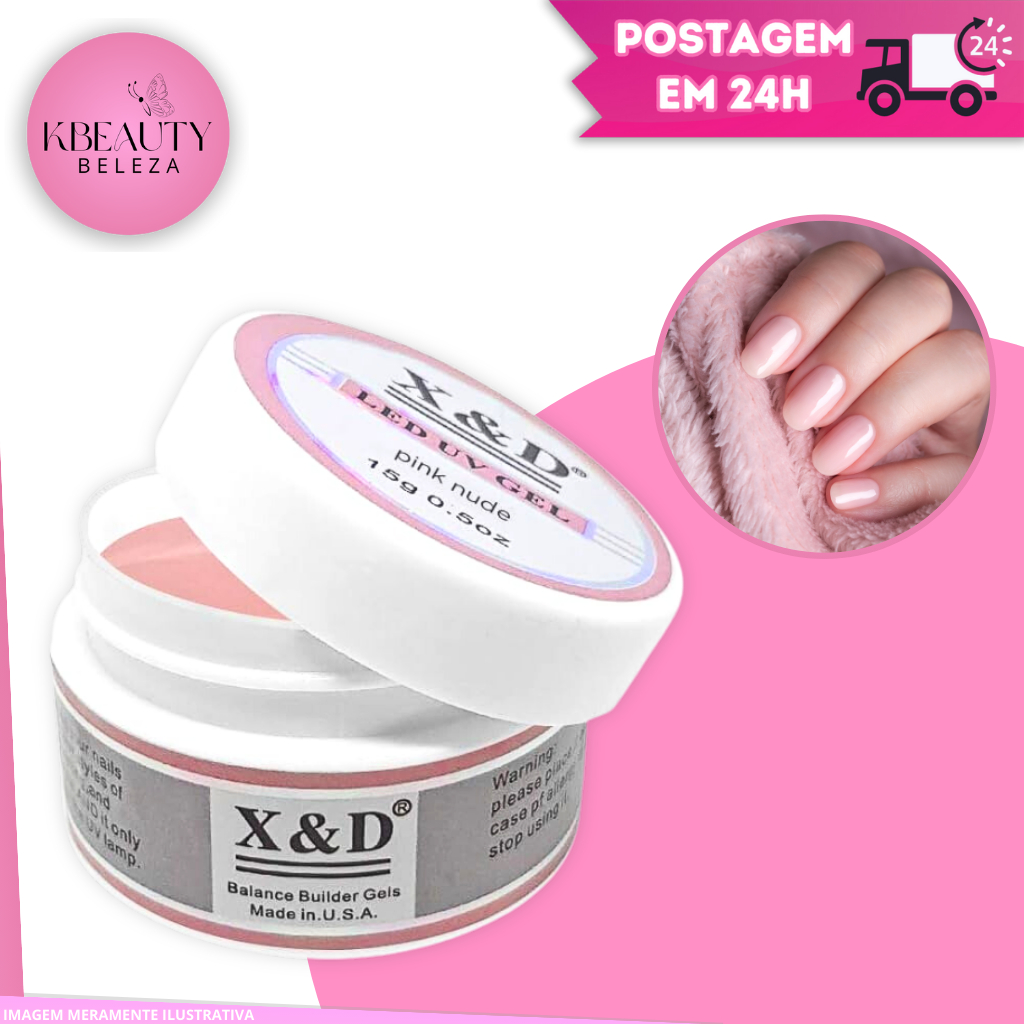 Gel Pink Nude 15g Led Uv Unhas Fibra Acrigel Alongamento Profissional