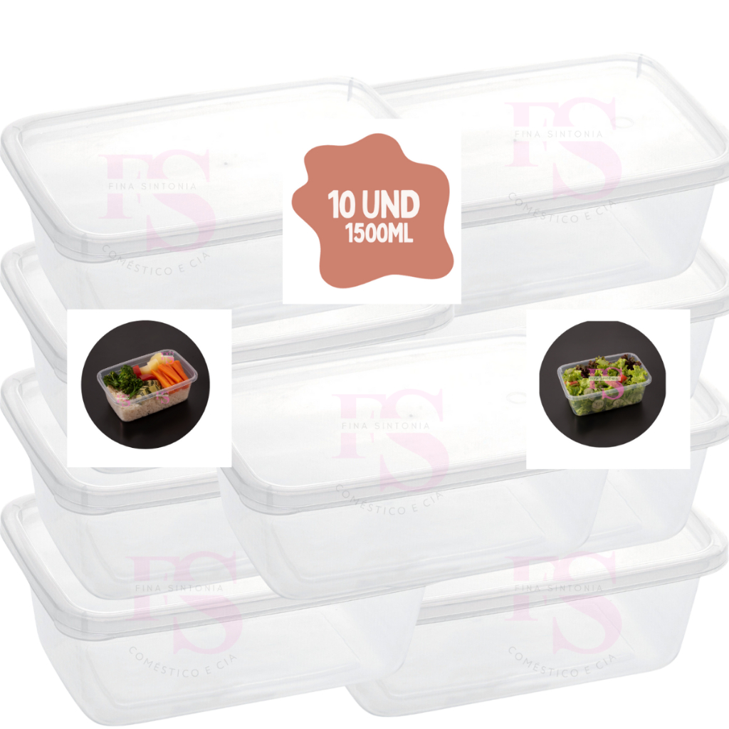 Kit Potes Transparentes BPA 1500 Litro Free Organizador De Alimentos