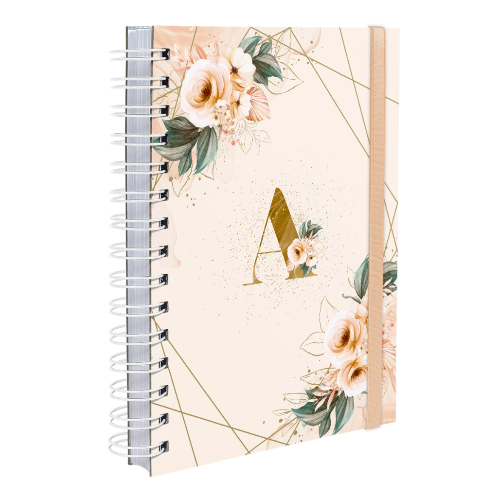 Agenda 2024 Plus Monograma Floral Nude E Dourado Letra Shopee Brasil