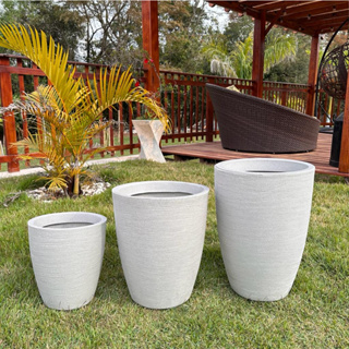 Kit 3 Vasos Para Plantas P M G Em Polietileno Decorativo Escovado Luxo