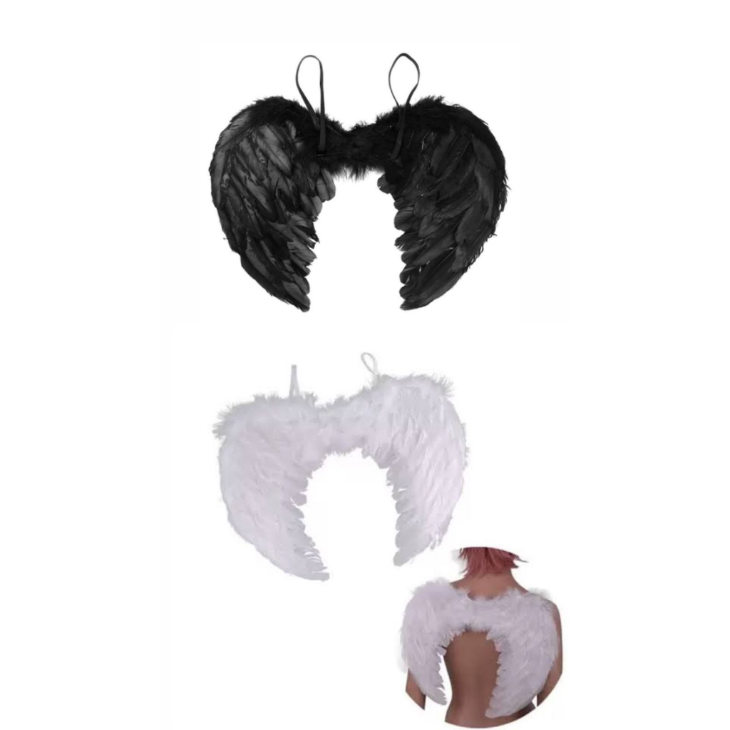 Asa De Anjo Penas Artificial Fantasia Cosplay Halloween Shopee Brasil