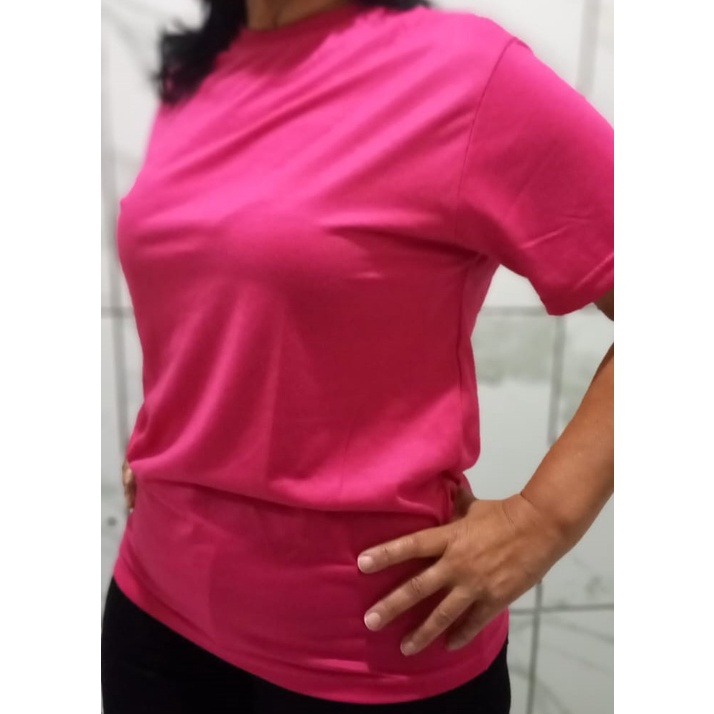 Camisa Camiseta t shirt Feminina Blusinha Básica Rosa Pink Babylook