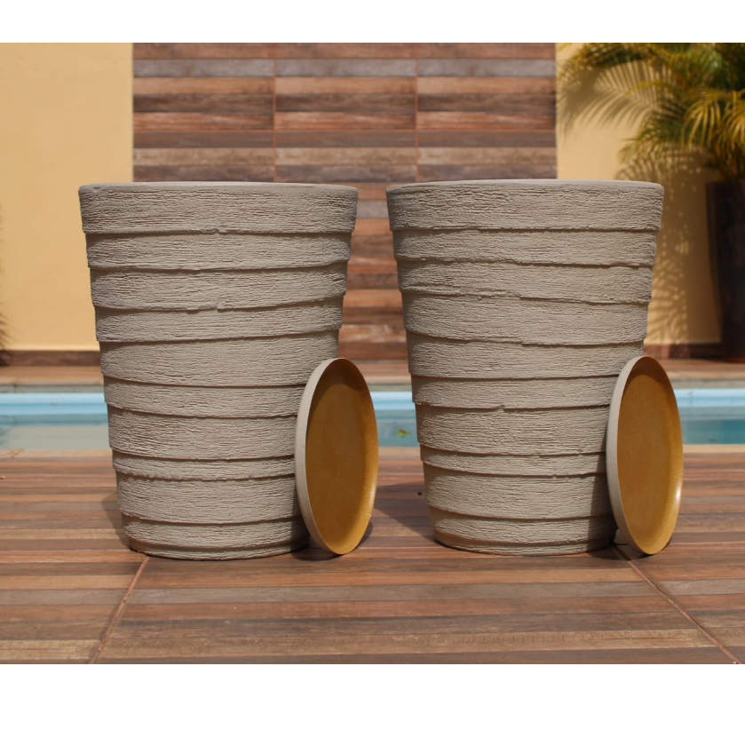 Kit 2 Vasos Polietileno Para Plantas Sala Casa Jardim Luxo Redondo