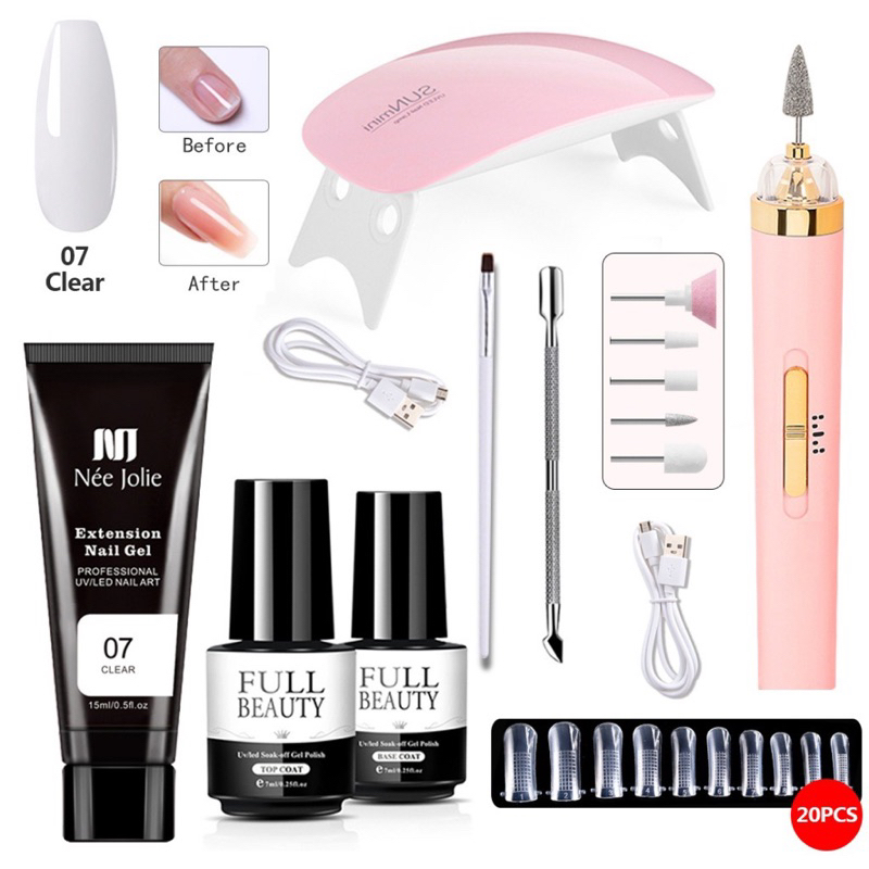 Kit Alongamento De Unhas Completo De Gel Lixadeira Manicure