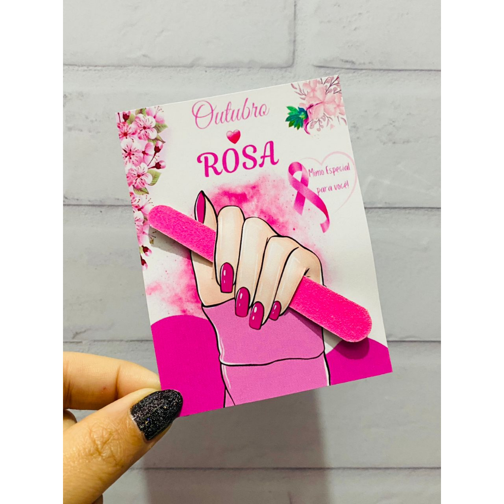 50 Mini lixa de unha cartão outubro rosa lembrancinha outubro rosa