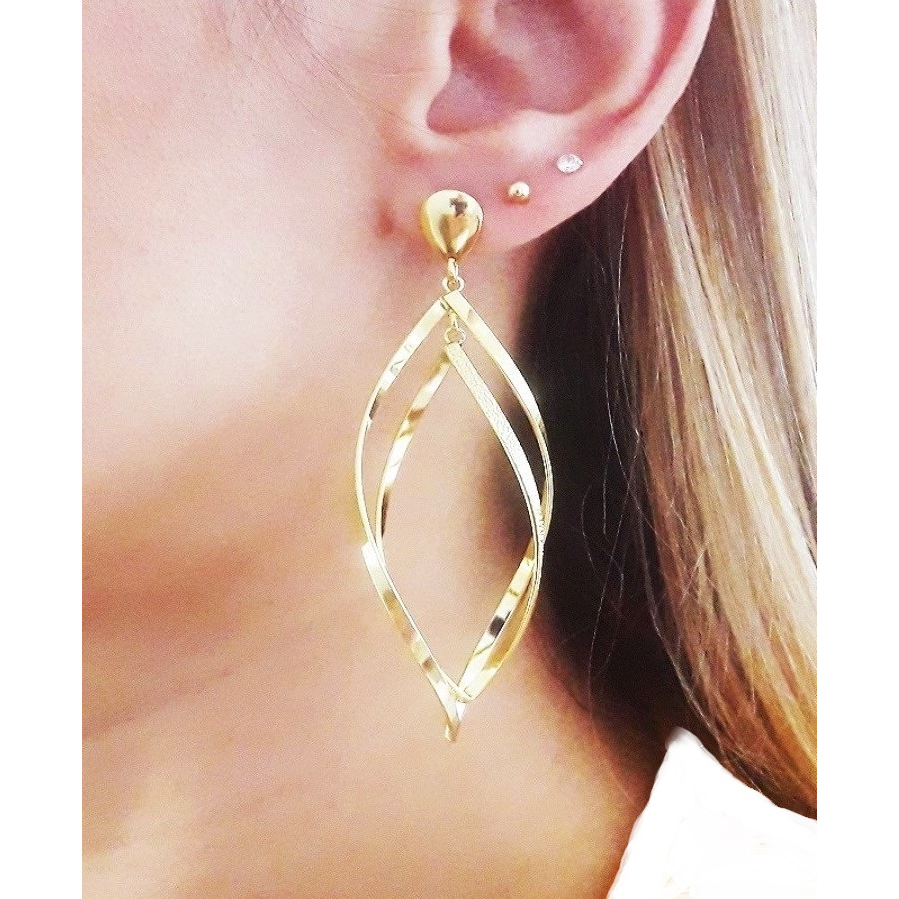 Brinco Folha Feminino Banhado A Ouro 18k Longo Articulado Shopee Brasil