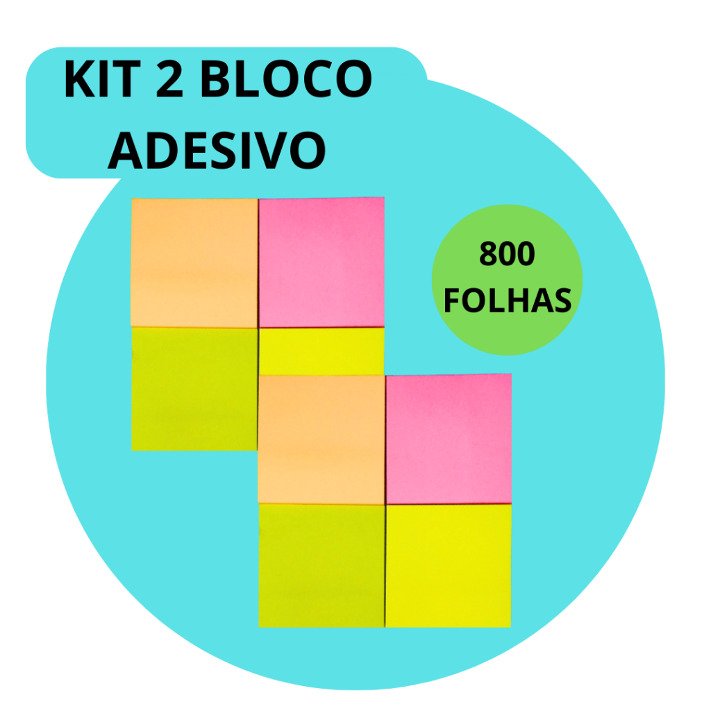 Bloco Adesivo Para Recado Folhas Cada Diferentes Cores Neon