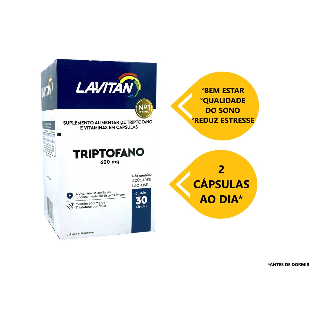 Lavitan Triptofano Mg Suplemento Alimentar Para O Sono Capsulas