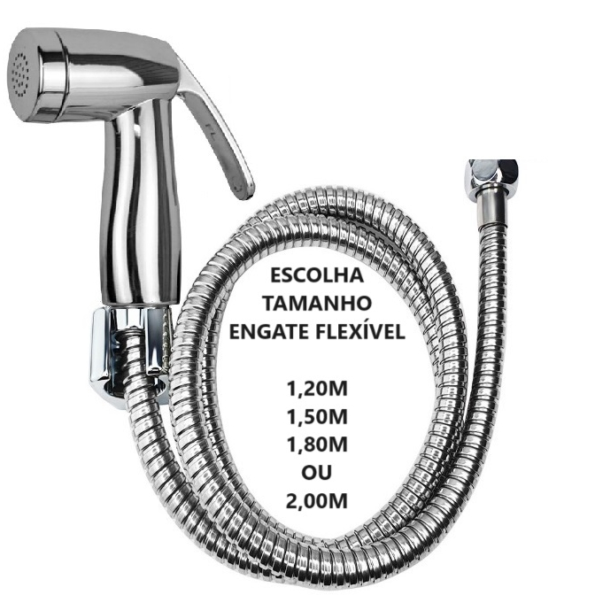 Kit Ducha Higienica Gatilho Abs Top Cromado E Engate Mangueira Flexivel