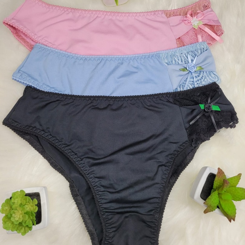 Kit Calcinhas Lateral Renda Microfibra Calcinha Lingerie Shopee Brasil