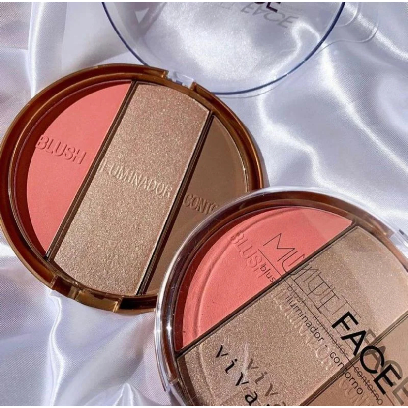 Paleta Multi Face Blush Iluminador E Contorno Vivai Shopee Brasil