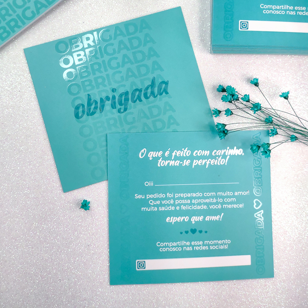 Postal de Agradecimento ao Cliente VERDE TIFFANY Cartão Obrigado pela