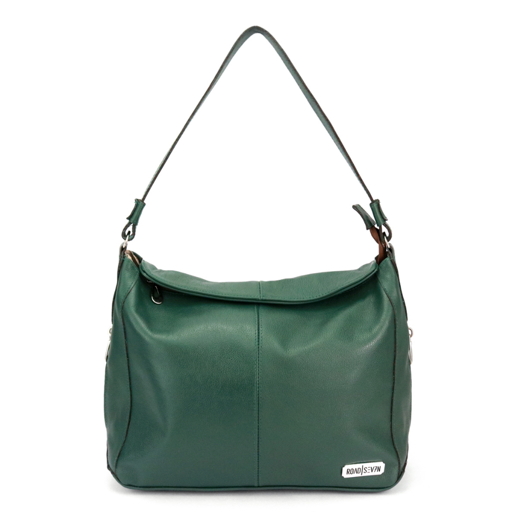 Bolsa Feminina Sacola Hobo em Couro Legitimo Verde Militar Média Road