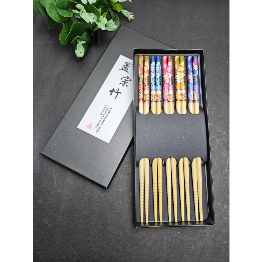 Kit 5 Pares Hashi Palitinho Reutilizável Para Comida Japonesa Flor