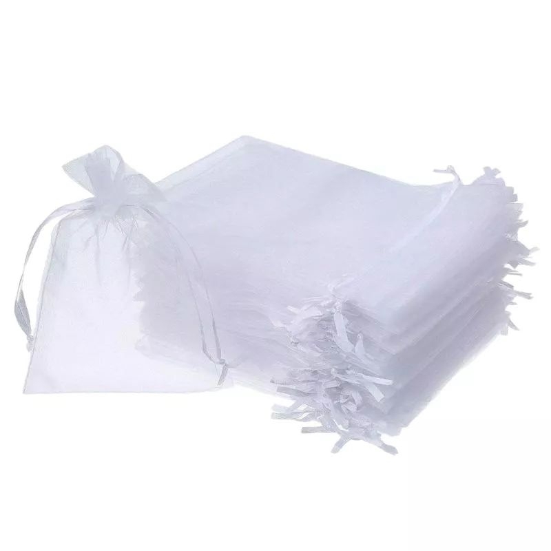 Saco De Organza Branco Unidades Saquinho Organza Lembrancinha