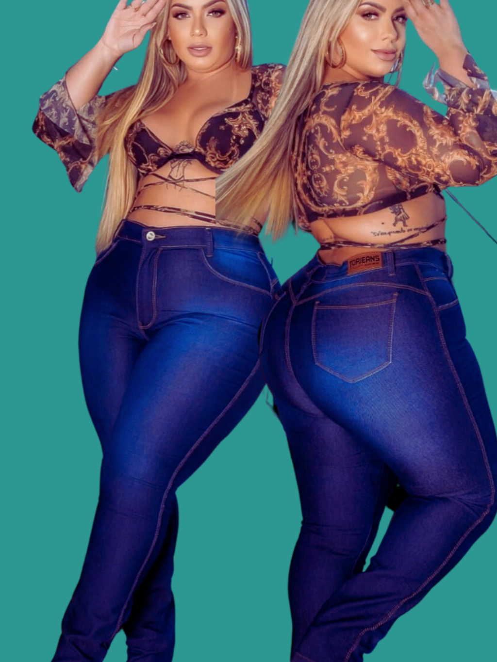 Calça Jeans Feminina Plus Size Cintura Alta C Lycra Básica Shopee Brasil