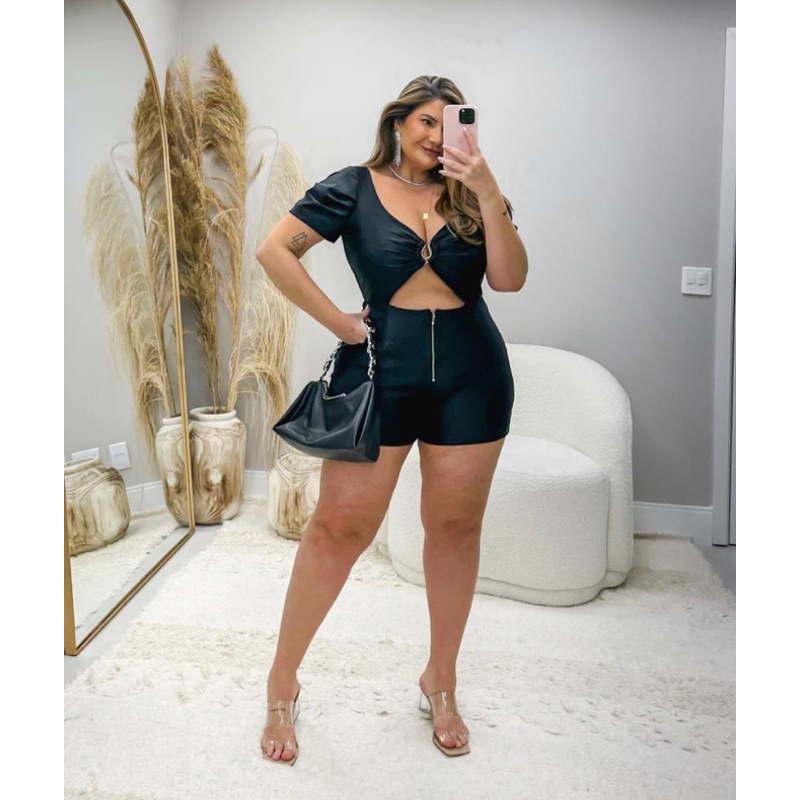 Macac O Macaquinho Jardineira Plus Size Pradah Shopee Brasil