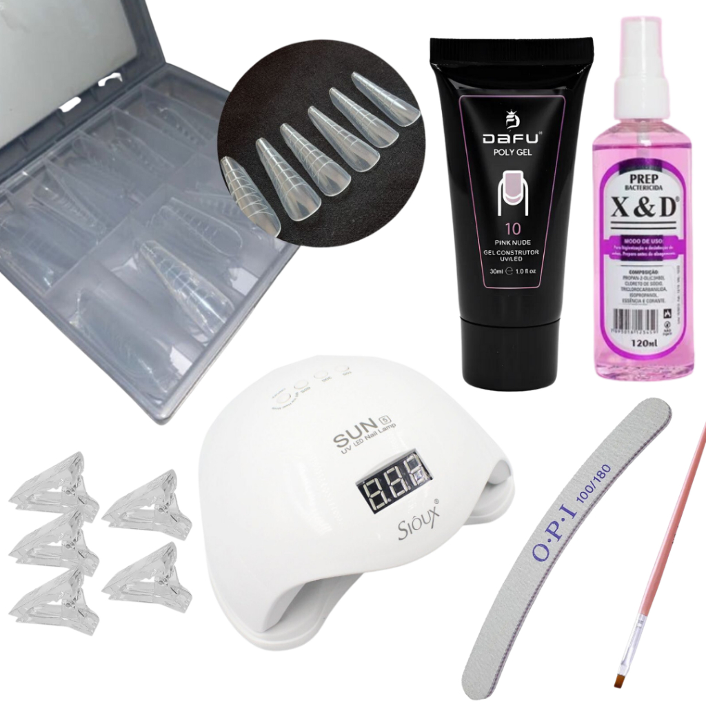 Kit De Unha Polly Gel Polygel Cabine Led Uv Sun Profissional