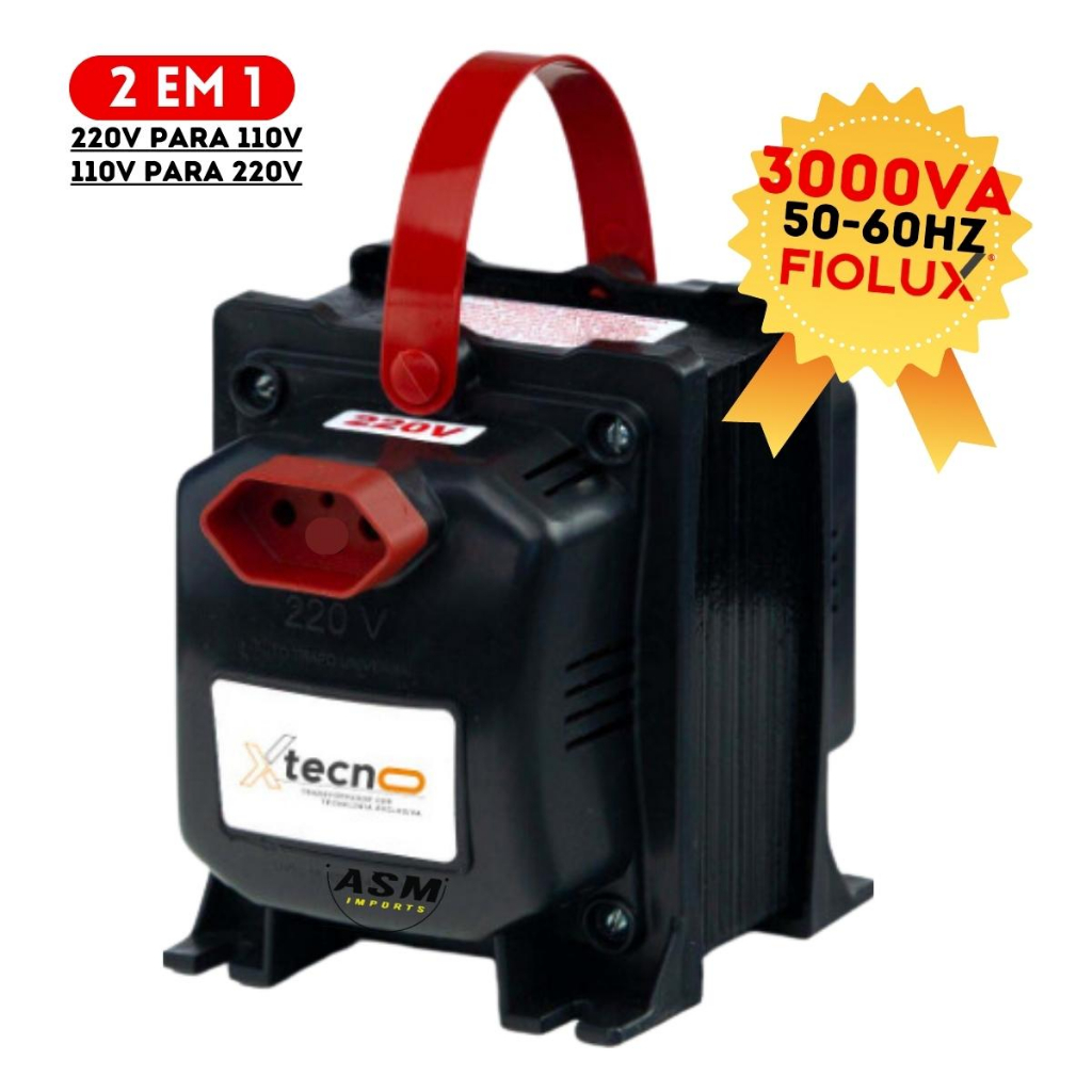 Auto Transformador Bivolt Conversor 3000VA 2 Em 1 Tecno 220v 110v