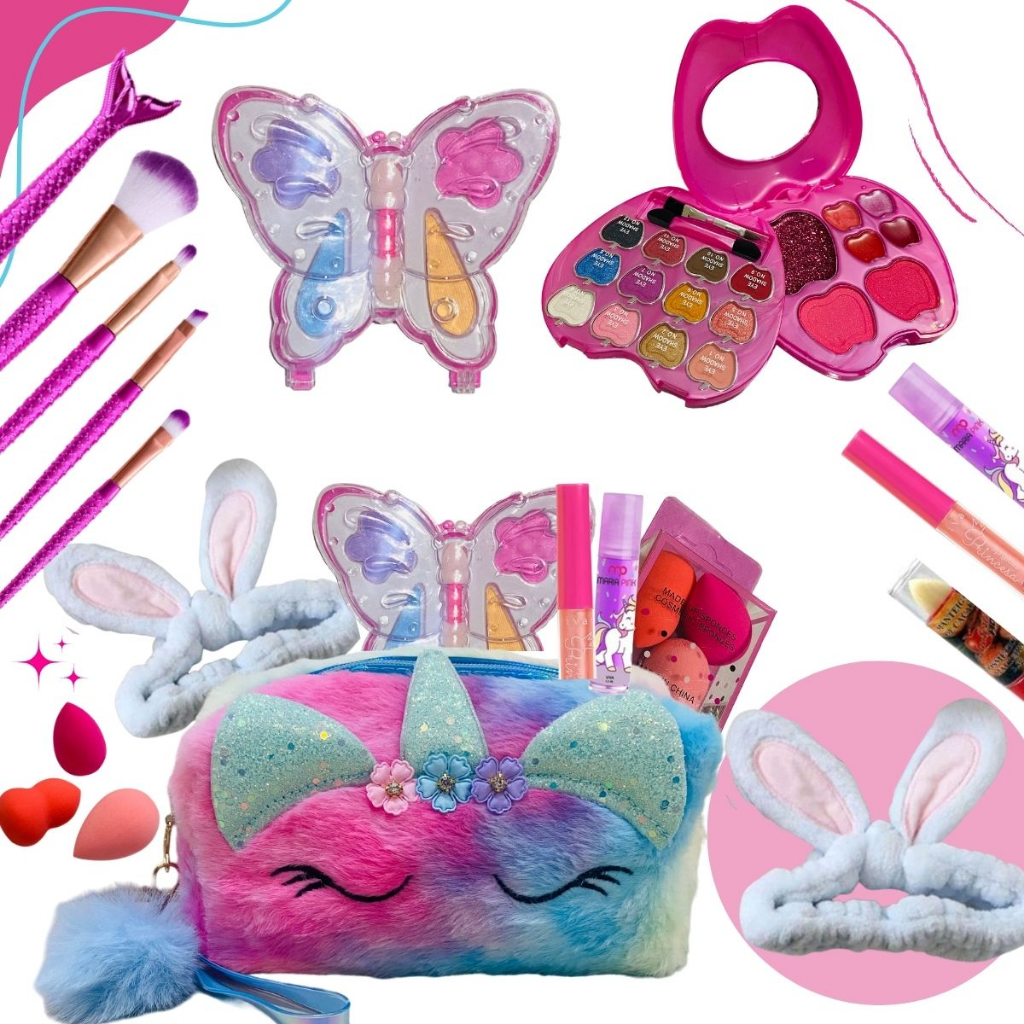 Kit Maquiagem Infantil Maleta Batom Sombra Pincel Shopee Brasil