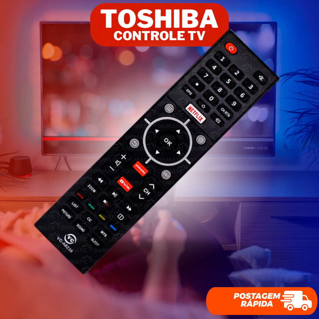 Controle Para Tv Semp Toshiba Smart Tecla Netflix Youtube Globoplay CT