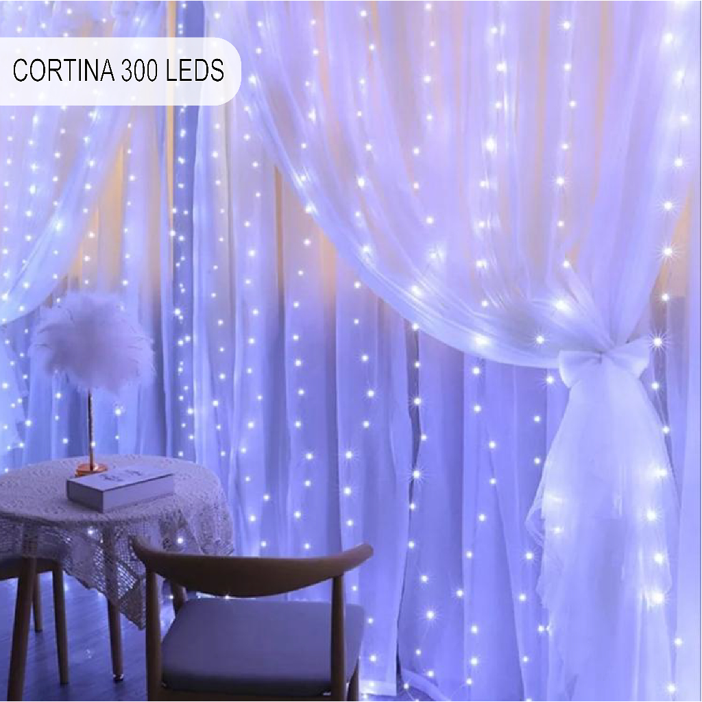 Cortina 500 Leds Branco Frio 8 Funções 3x2 Festa Evento 110V 200V Cores