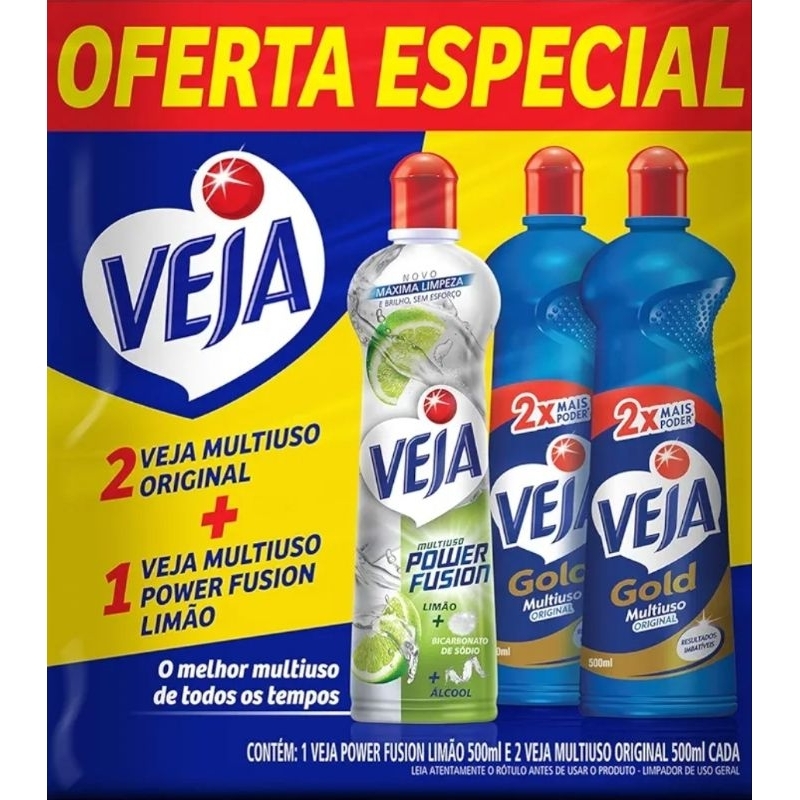 Kit VEJA 3 Produtos 2 Multi Uso Original 500ml 1 Multi Uso POWER