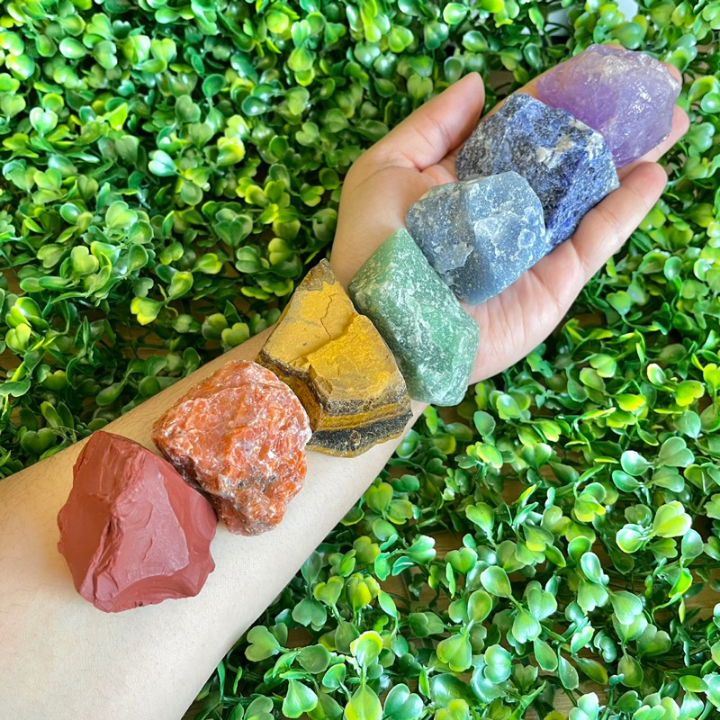 Kit Pedras Dos Chakras Grande Cristais Brutos Naturais Alta Qualidade