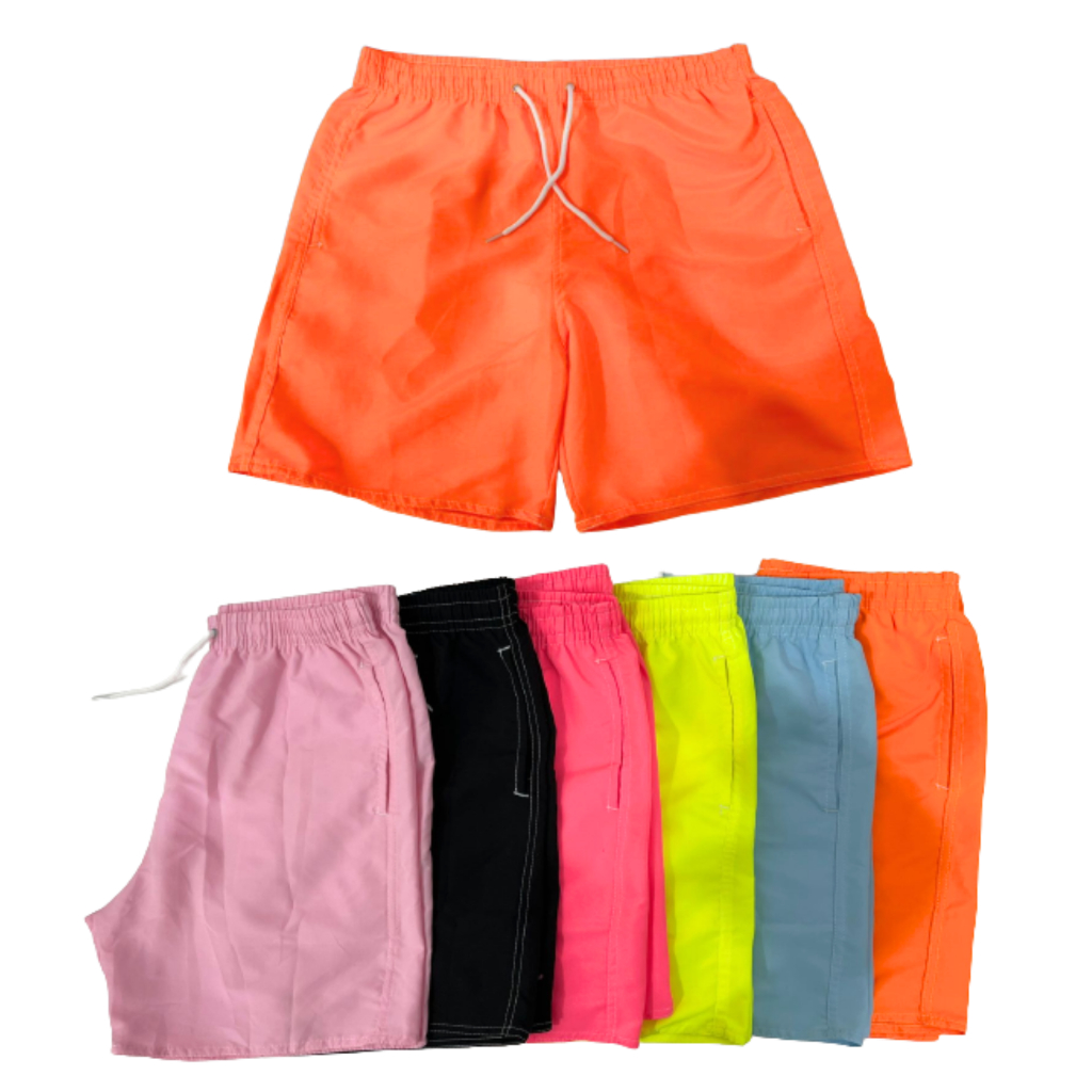 Kit Short Masculino Mauricinho Neon Tactel Moda Praia Neymar Bermuda