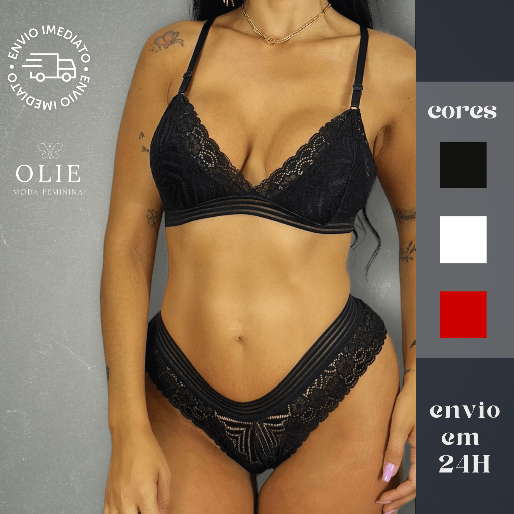 Conjunto Lingerie Sexy Sem Bojo Renda Sem Aro Shopee Brasil