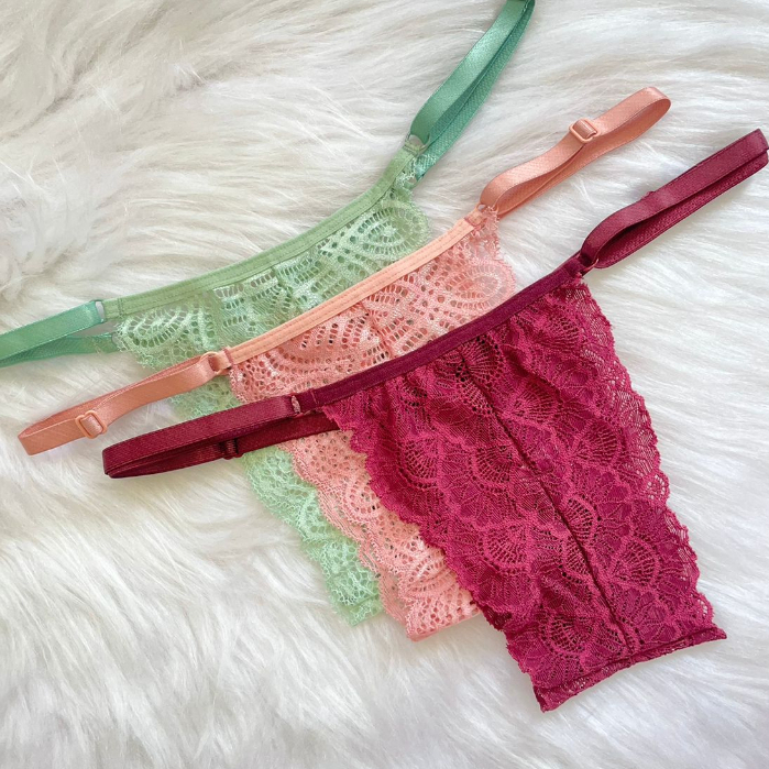 Calcinha Tanga Em Renda Lingerie Regulagem e Forro Algodão Shopee