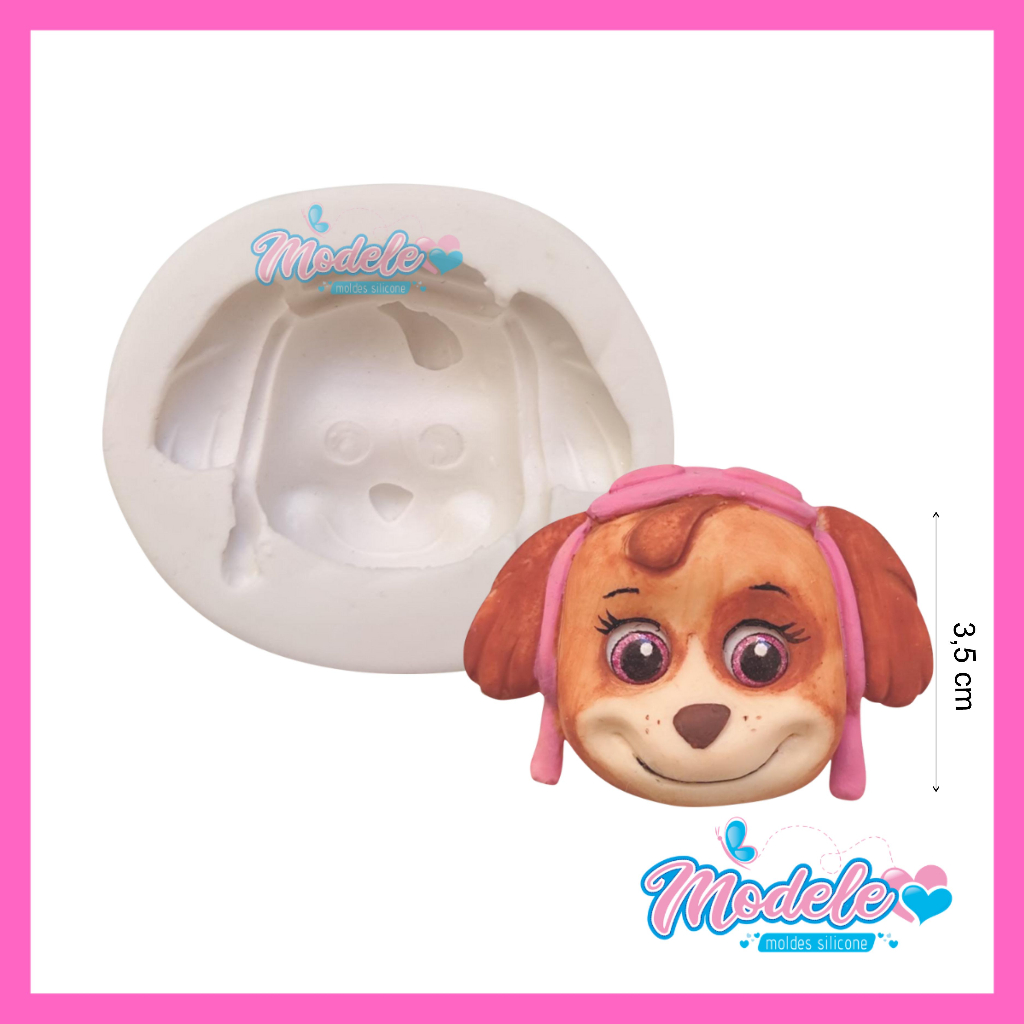 Molde Silicone Biscuit Confeitaria Patrulha Canina Rosto Skye