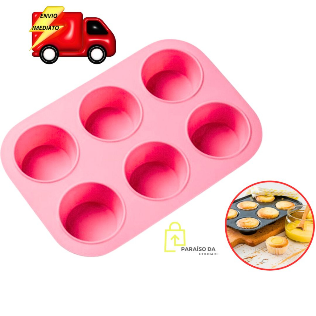 Forma De Cupcake Cavidades Silicone Antiaderente Anti Aderente