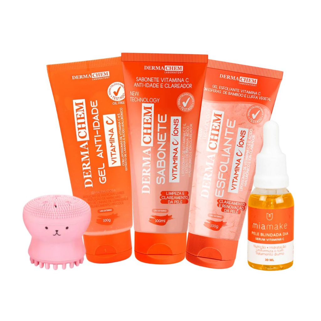 Kit Limpeza De Pele Skincare Clareador Vitamina C Sabonete Gel