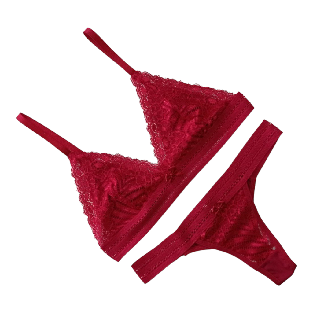 Conjunto Lingerie Renda Sem bojo Sem aro Dama Revenda Elástico Shopee