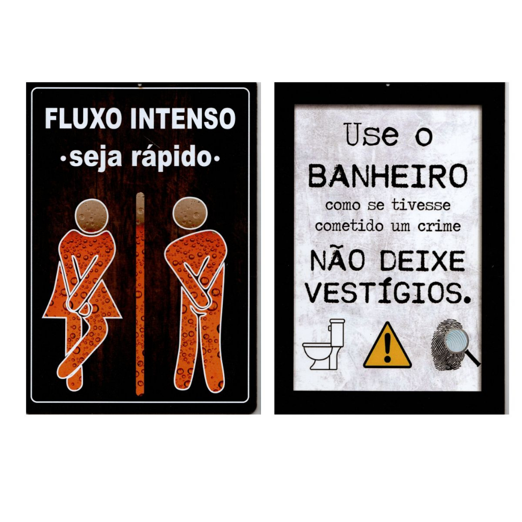 Placas Quadro Decorativo Sinalização de Banheiro Fluxo Intenso Não